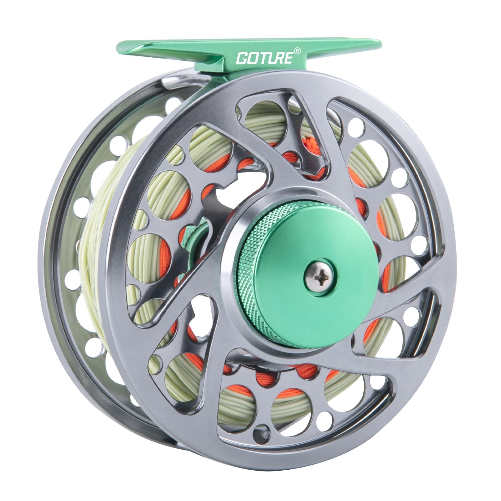 Goture Fly Fishing Reel, Cnc Machined, Gunmetal + Dark Green