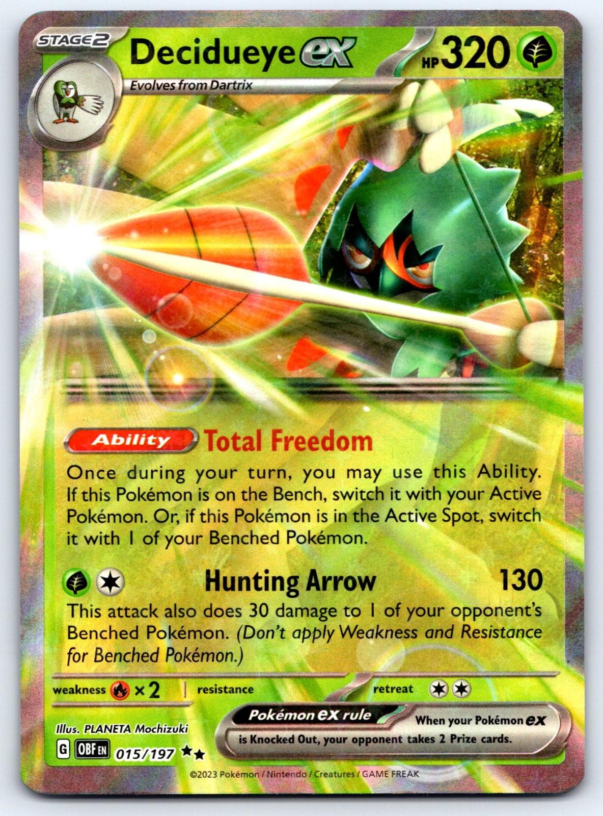 Decidueye ex 015/197 Double Rare OBF Obsidian Flames Pokemon Holo NM