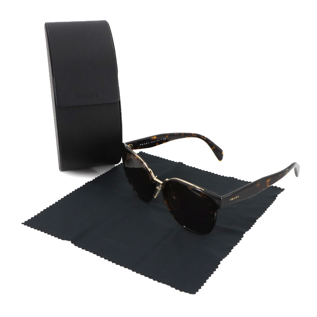 PRADA Logos Sunglasses Havana Brown Square Shape SPR17T Eyewear