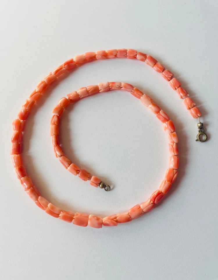 COLLANA DI TULIPANI DI CORALLO ROSA NATURALE AL 100% vintage - Immagine 3 di 4