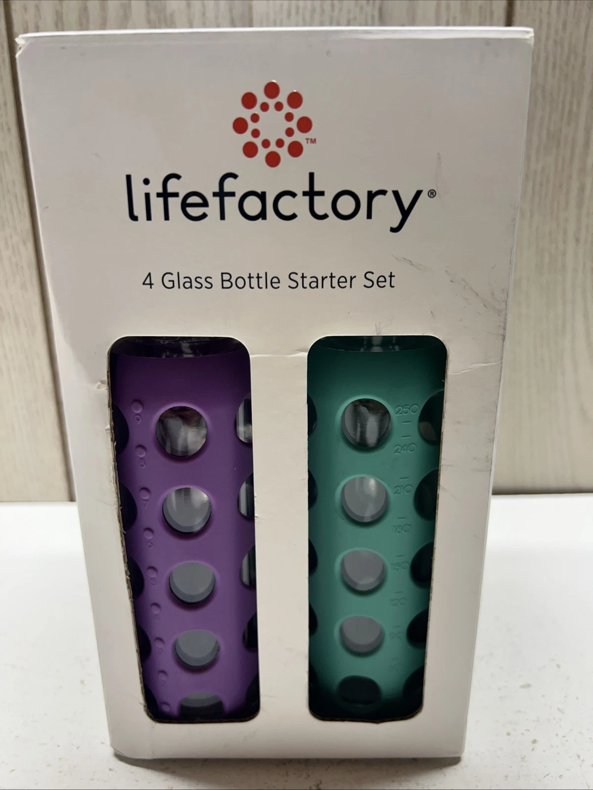 Lifefactory Glass Baby Bottle Starter Set New 2 9oz & 2 4oz