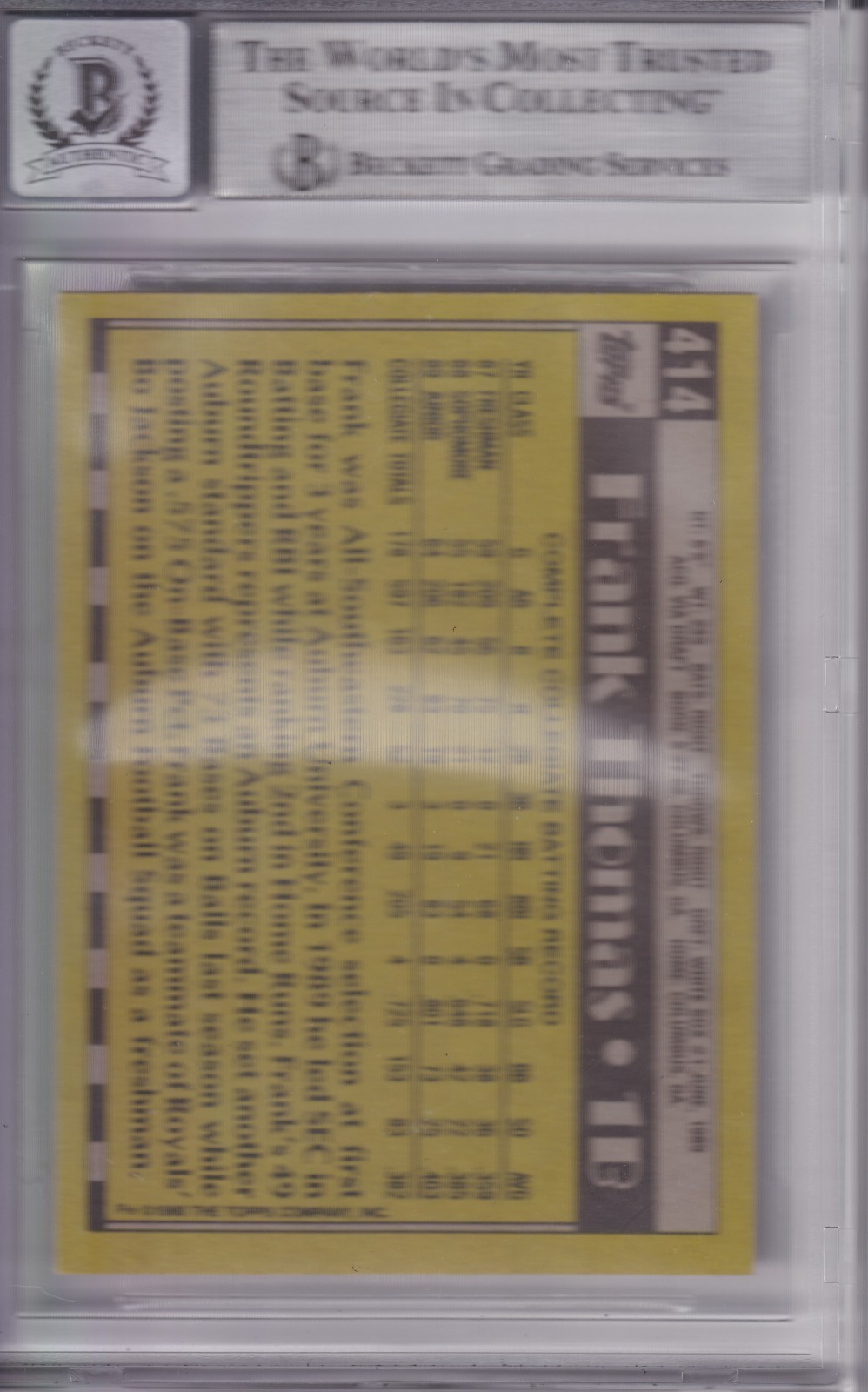 Frank Thomas 1990 Topps RC #414 Signed Auto PSA/DNA GM 10 Chicago White Sox HOF view 2