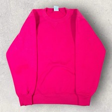 Vintage 90s Russell Athletic Pink Blank Crewneck Sweatshirt Small USA Made Flaw