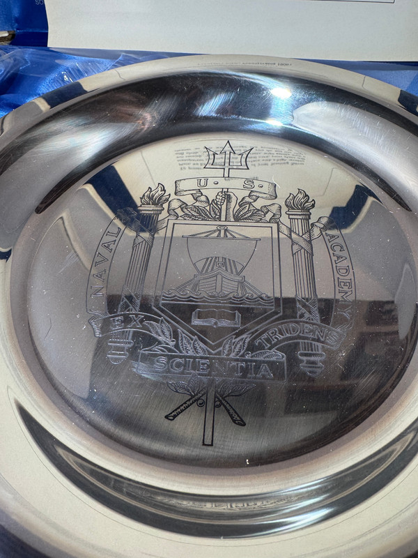 Official Franklin Mint United States Naval Academy Solid Sterling Silver Plate