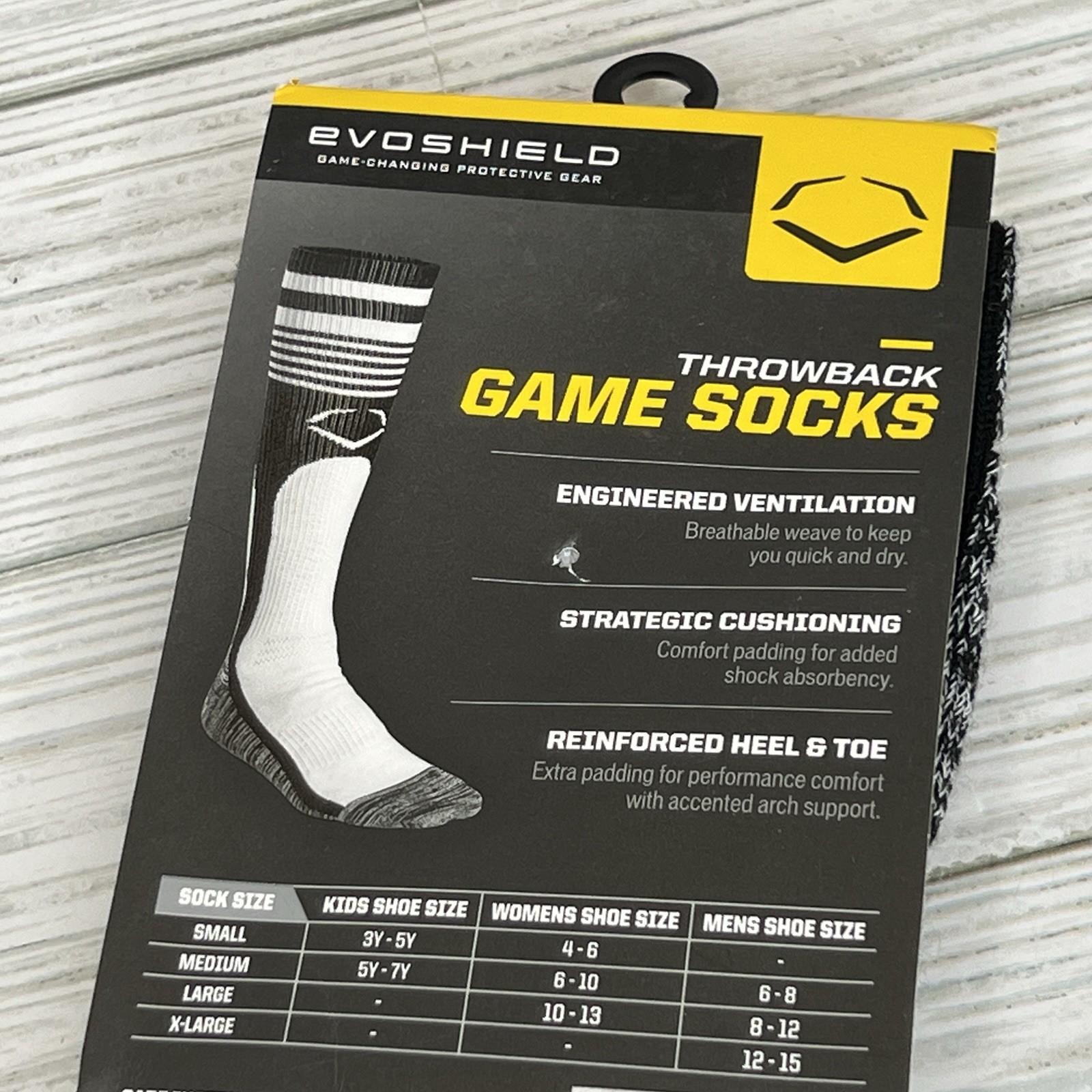 NEW EvoShield Throwback Game Socks Great For Baseball Softball Black White Med
