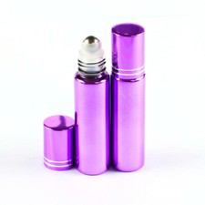 Wholesale  10ml Thick Electroplated Glass Essential Oil Roller Bottles color cap