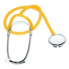 MedSource SINGLE HEAD STETHOSCOPE 22" Yellow Tube, Chrome Head VERY NICE!