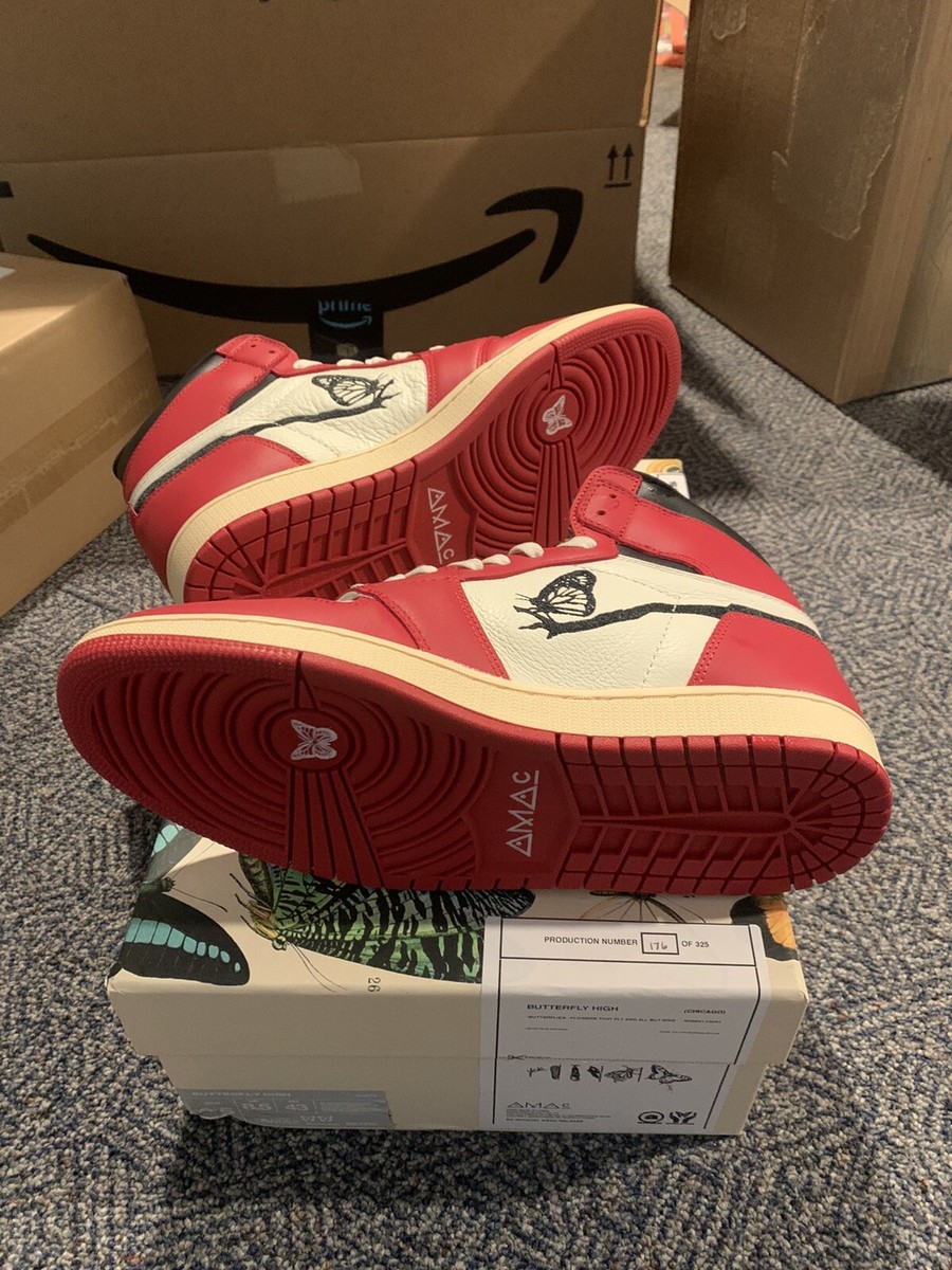Jordan 1 Chicago AMAC Custom Butterfly High Chicago Size 9.5 READY 