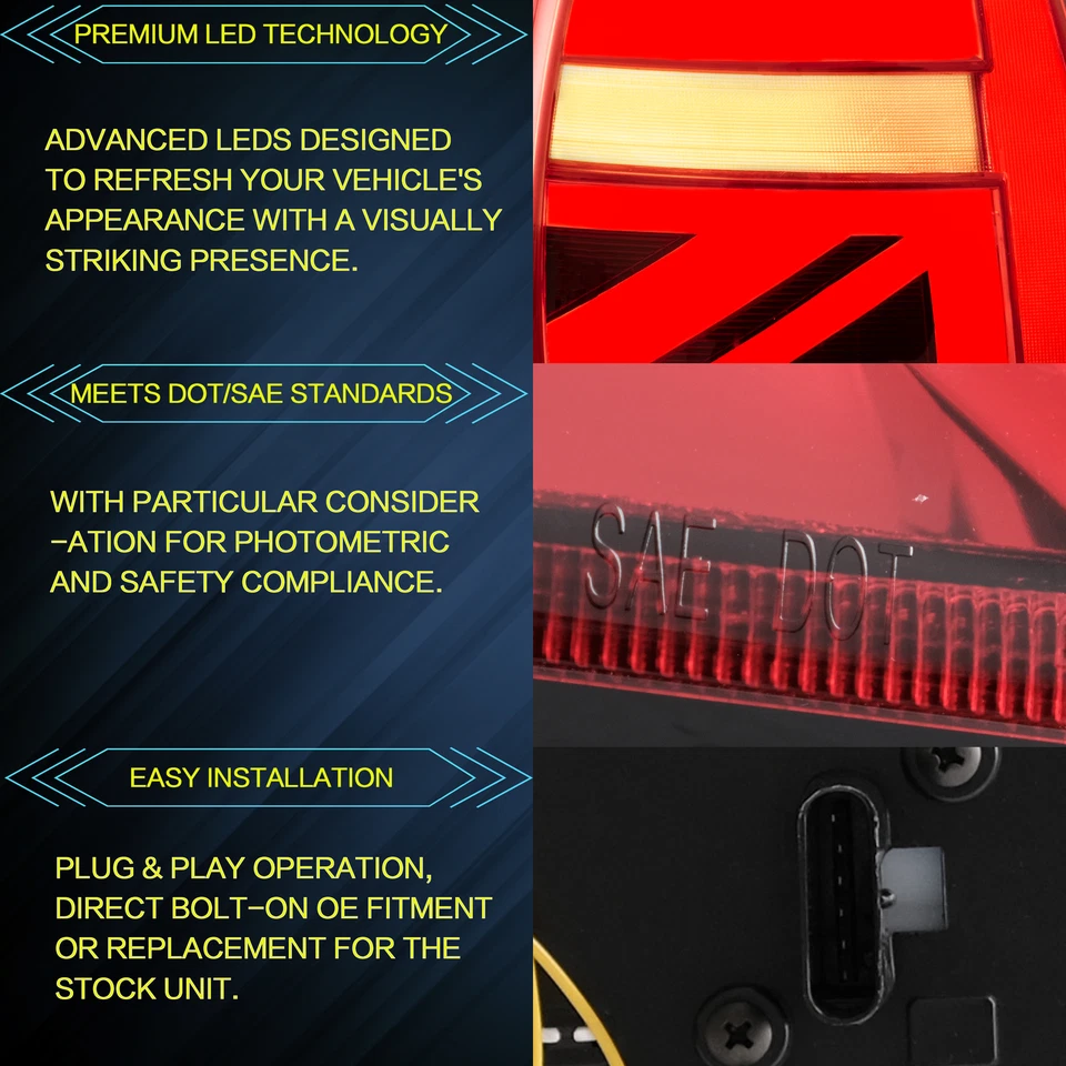 VLAND Feux Arrière LED Pour 2014-2019 Mini Cooper F55 F56 F57 Union Jack Rouge - Image 3 of 4