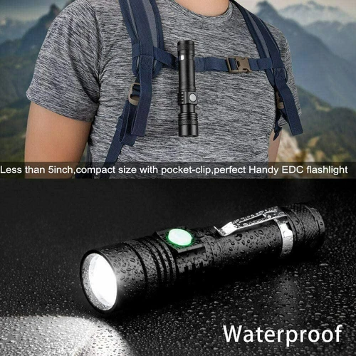 Super Bright 90000LM LED Tactical Flashlight Zoomable With Rechargeable Battery - Picture 5 of 10