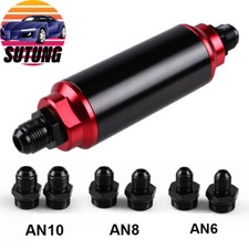 High FLOW Fuel Filter 250PSI 100 Micron Cleanable  AN6 AN8  AN10 Filting 44MM US