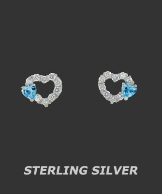 LAB CREATED BLAUTOPAS & WEISSE SAPHIRE OHRSTECKER .925 SILBER - Schraubverschlüsse