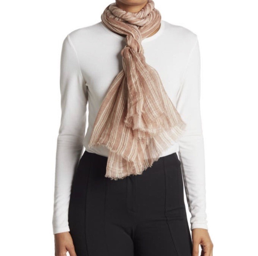 $2,200 Brunello Cucinelli Linen Fringed Scarf Shawl Beige
