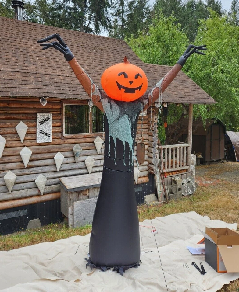 Gemmy Inflatable Pumpkin Scarecrow 8 Ft Halloween Lighted Airblown Ghoul Target - Image 2 of 4