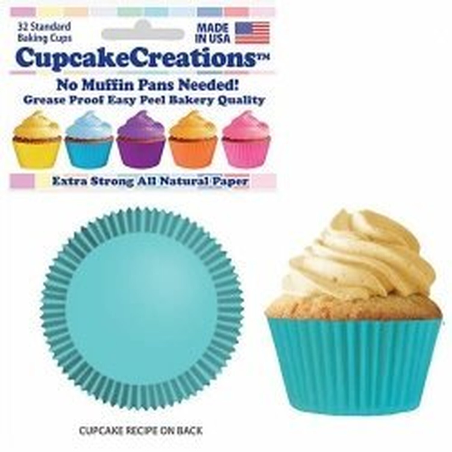 Light Turquoise Cupcake Baking Cup Liners 32 Count by Cupcake Creations