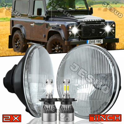 Pair 7 inch LED Round Headlights HI/LO For Land Rover Defender 110 90 Rover