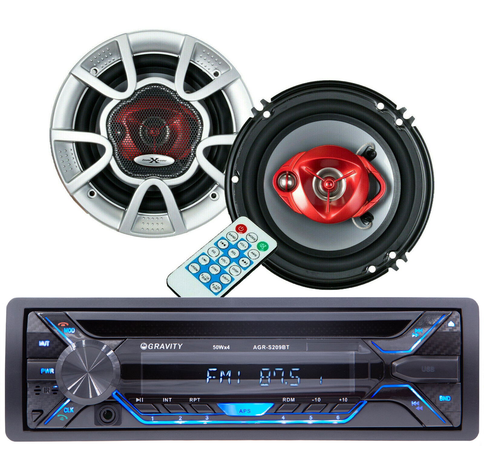 W/ Bluetooth Am Fm Usb + 2x Soundxtreme  6" Speakers