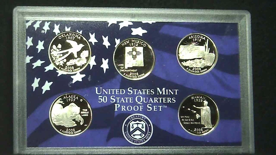 2008-S US Proof State Quarter Mint Set 5 Coins GDC Proof CN CLAD 21loct1002-2 - Image 3 of 4