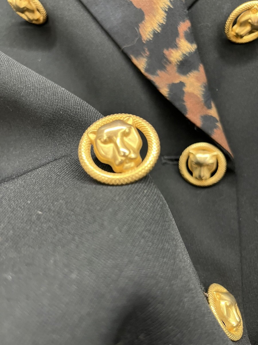 Vtg 90s Mondi Black Leopard Jacket and Pants Set Suit Gold Vtg 90s Mondi Black Leopard Jacket and Pants Set Suit Gold