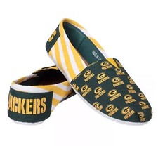 NFL Green Bay Packers Ladies Canvas Stripe Shoes Slippers