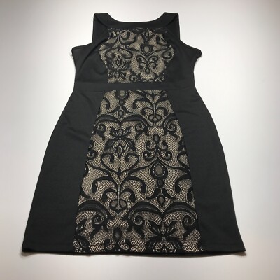 Paper Doll Dress Womens Sz Large Black Sheath Sleeveless Lace Lined Center  Panel | eBay