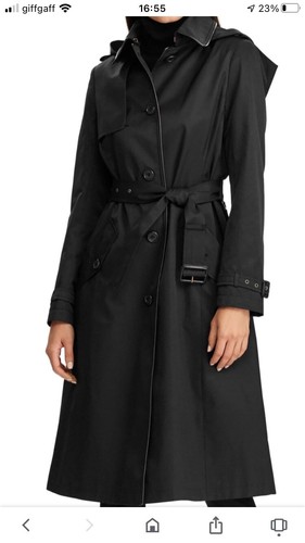 Ralph Lauren Black Hooded Trench Rain 