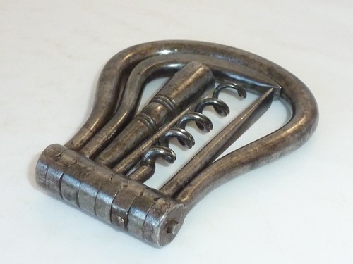 Antique Corkscrew Bow Five Multi Tool folding Pocket Awl Hoof Pick Screw Driver - Picture 8 of 10