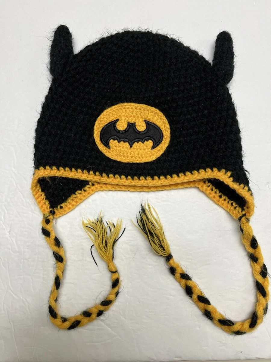 Batman Toddler Beanie Knitted Black Yellow Unisex Kids Bonnet W