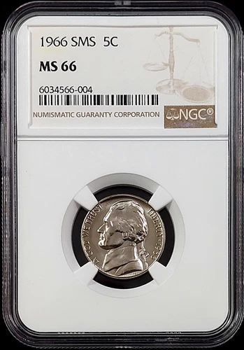 1966 SMS Jefferson Nickel certified MS 66 by NGC! sku 66004