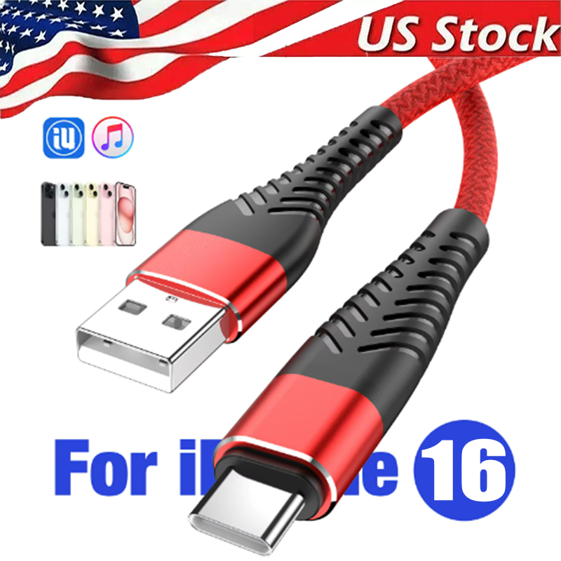 Braided USB C Type C Fast Charging Data Cable Cord for iPhone 16 Pro Max 15 lot