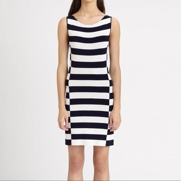 Theory Womens Lasina Striped Sleeveless Bodycon Dress Blue White Knit size  XS | eBay