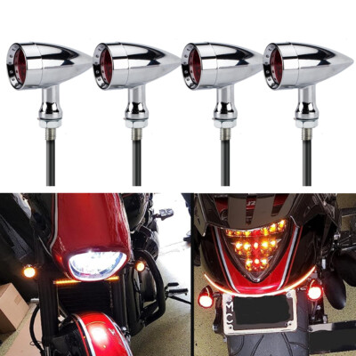 2 Pairs Bullet Turn Signal Light Brake Blinker For Honda VTX 1300C 1300 VTX1800C