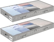 4 Inch Low Profile Under Bed Storage Drawer 2 Pack, Lightweight Underbed Clothes
