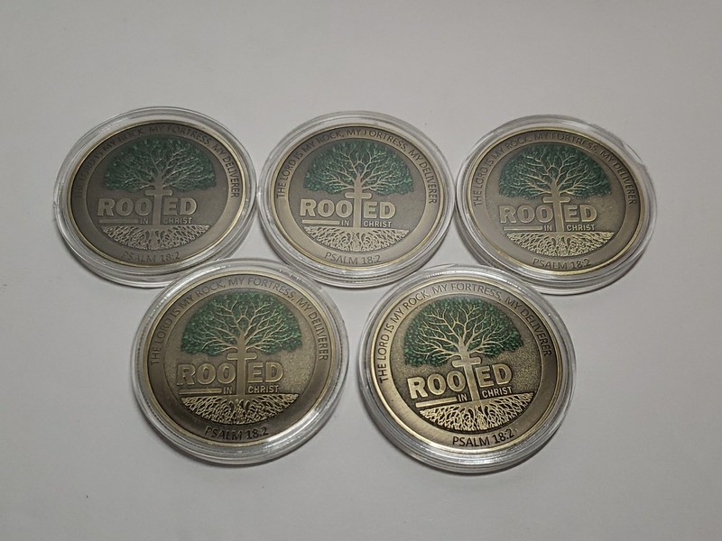 Rooted in Christ Challenge Coin Embrace Faith & Strength Christian Pocket Token