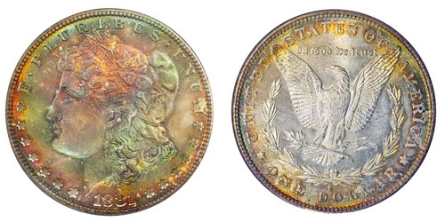1881-S NGC MS65 MORGAN $ - COLORFUL PATTERN! - TONED RAINBOW (VIDEO)
