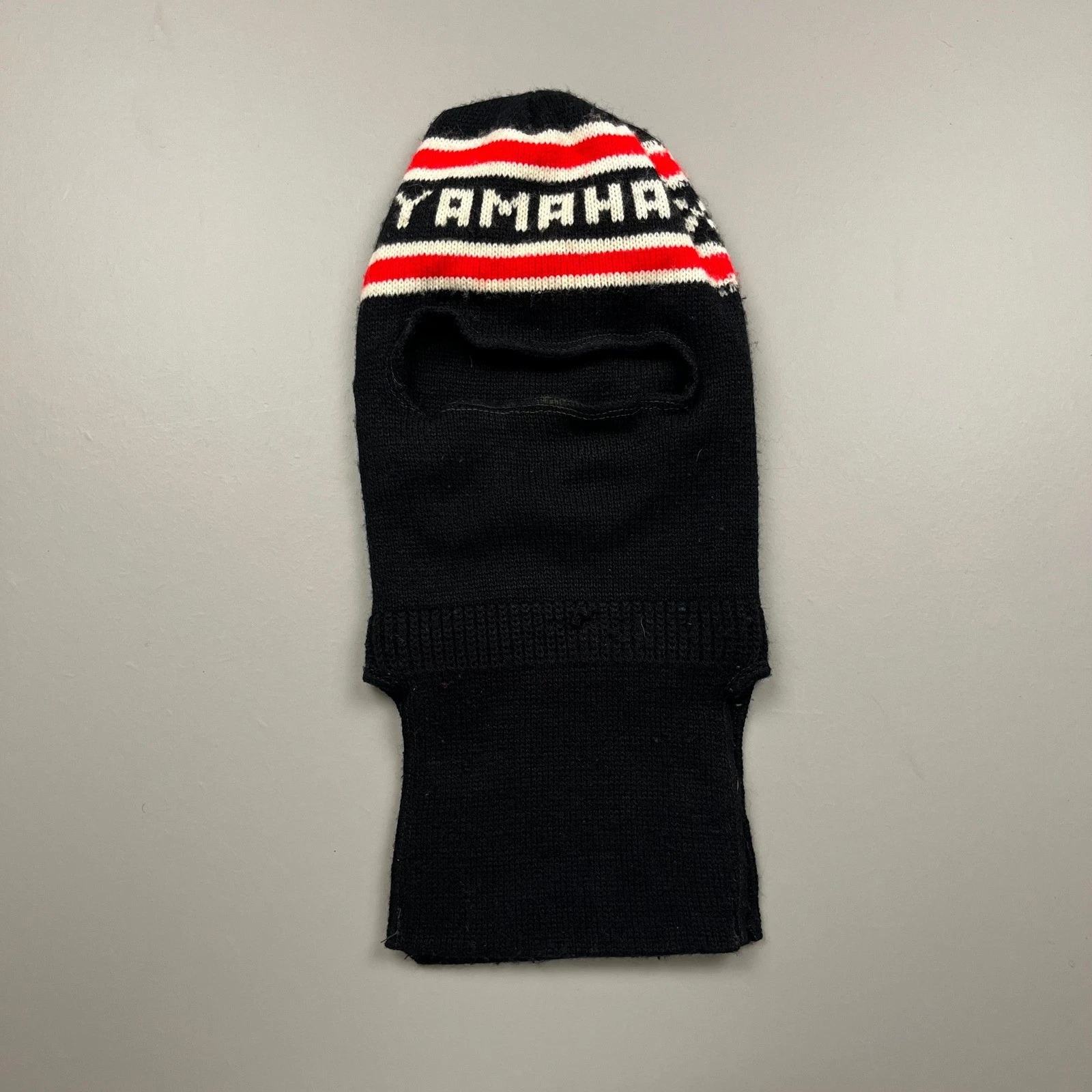Yamaha Balaclava Ski Mask Mens One Size Black Vintage Knit Logo 8506 Snowmobile