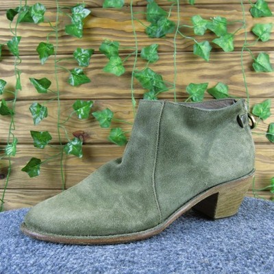 Fiorentini + Baker Women's 39 Green Suede Ankle Booties Block Heel Italian Made
