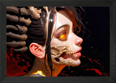 Fantasy Girl Skelett Gerahmtes Wandbild Poster Leinwanddruck Bild