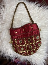 Lot Potli Bag Indian Bridal Purse Handbag Gold Silk Embroidery Pouch Bag Wedding