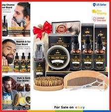 Beard Grooming Kit 10 Piece Set Scissors Comb Brush Oil Balm Wash Natural Argan