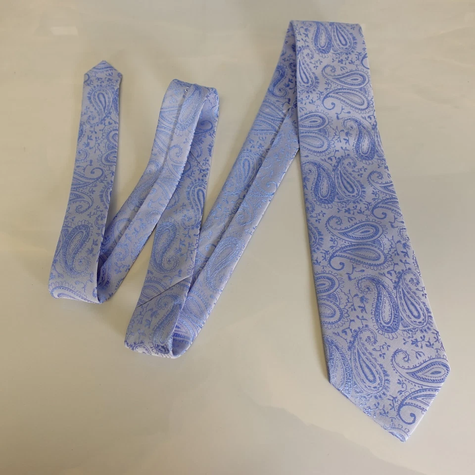 Vestido formal gravata jacquard boho ocidental bebê azul bebê gravata paisley CLERICCI - Imagem 3 de 4