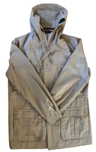 RARE Vintage Christian Dior Hooded Beige Rain Jacket w/ Pockets Zip/Button, 40R