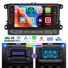 4+64G 7'' Android 14 CarPlay BT Car Stereo NAV WiFi For VW GOLF 5 6 Plus Touran