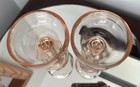 2 Vtg Depression  Pink Heavy Glass Champagne Coupe Compote Glasses 6oz Barware — photo 2