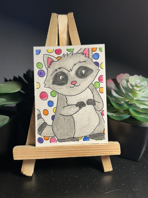 ACEO Original Painting "Ricky the Raccon" by RyAnn Myers mockryann