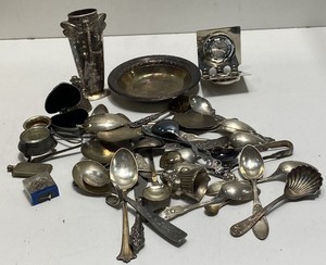 Reed & Barton Christofle Mixed Silver Plate Lot 39pc Flatware Vase Tableware