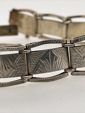 White metal arts and crafts panel bracelet very good condition marked a G