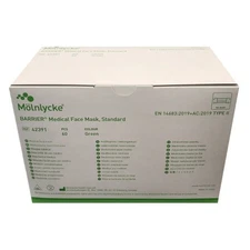 *60-Pieces* Molnlycke Barrier Medical Face Mask Standard Green Type 2 II 42391