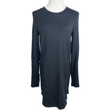 Athleta Balance Sweatshirt Dress Black Long Sleeve Pocket XS French Terry Sporty