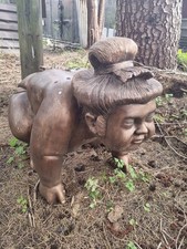  LARGE CROUCHING BUDDHA GARDEN ORNAMENT STATUE FEATURE STONE PATIO